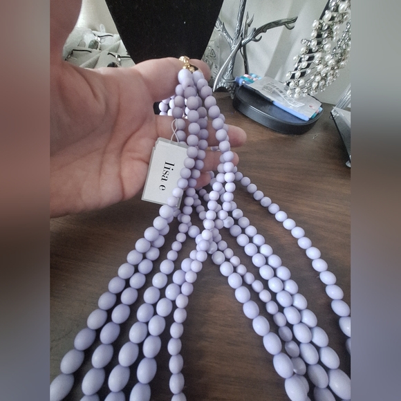 Lisa e light purplish blue 5 strand beaded necklace - Picture 4 of 5
